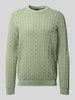 Christian Berg Men Gebreide pullover met ribboorden Rietgroen