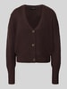 VERO MODA kardigan rozpinany o kroju oversized z dekoltem w serek model 'LEA' Czekoladowy
