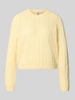 PIECES Regular fit pullover met geribde mouwboordjes model 'ADA' Lichtgeel