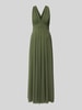 Jake*s Cocktail Abendkleid mit V-Ausschnitt und Raffungen Oliv Melange
