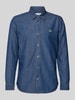 Lacoste Regular fit jeansoverhemd met logobadge Blauw