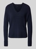 Marc Cain Gebreide pullover met afgeronde V-hals Marineblauw