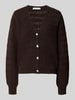 MORE & MORE Strickjacke mit V-Ausschnitt und Knopfleiste Dunkelbraun