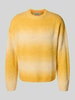 REVIEW Gebreide pullover met labelstitching Mosterdgeel