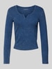 Only Longsleeve mit V-Ausschnitt Modell 'VALERIE' Rauchblau