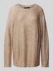 Vero Moda Regular Fit Strickpullover mit Paillettenbesatz Modell 'LEILANI' Metallic Beige Melange