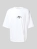 REVIEW Oversized T-Shirt mit geripptem Rundhalsausschnitt Weiss