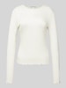 QS Longsleeve aus Viskose-Mix mit Muschelsaum Weiss