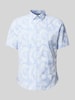 Jake*s Casual fit zakelijk overhemd met all-over motief Lichtblauw