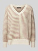 Vero Moda Comfort Fit Strickpullover mit zweifachem Streifenmuster Modell 'URANUS' Beige