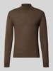Manuel Ritz Pullover aus Wolle mit Strukturstrick Dunkelbraun