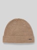 JOOP! Collection Beanie aus Wolle mit Label-Detail Modell 'FRANCIS' Camel