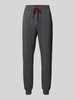 BOSS Spodnie dresowe o kroju regular fit z mieszanki bawełny Ciemnoszary