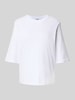 Stefanel Boxy Fit T-Shirt aus Viskose-Baumwoll-Mix mit 1/2-Arm Weiss