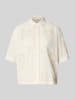 Jake*s Casual Bluse aus Leinen-Baumwoll-Mix mit Motiv-Stitching Beige