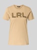 Lauren Ralph Lauren T-Shirt mit Stitching und Rundhalsausschnitt Modell 'KATLIN' Sand
