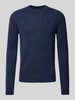 MCNEAL Gebreide pullover van lamswol met labelstitching Donkerblauw gemêleerd