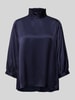 Milano Italy Regular fit blouse met opstaande kraag Donkerblauw