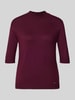More & More Strickshirt mit Stehkragen und 1/2-Arm Bordeaux
