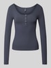 Pieces Slim Fit Langarmshirt mit Baumwolle Modell 'KITTEN' Dunkelblau