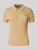 Lauren Ralph Lauren Gebreid shirt met kabelpatroon en polokraag, model 'NATRISSA' Camel