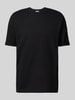 Drykorn T-Shirt mit geripptem Rundhalsausschnitt Modell 'THILO' Black