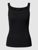 Drykorn Top in riblook, model 'ANETI' Zwart