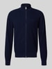 GANT Regular Fit Strickjacke aus Baumwoll-Woll-Mix Modell 'HERRINGBONE TEXTURE ZIP' Dunkelblau