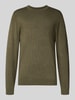 MCNEAL Gebreide pullover met ribboorden Olijfgroen gemêleerd