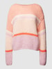 Oui Sweter z dzianiny w stylu Colour Blocking Różowawy
