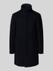Matinique Lange jas met opstaande kraag, model 'Harvey' Marineblauw