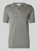 Lindbergh Slim Fit Poloshirt mit V-Ausschnitt Modell 'Ecovero' Khaki