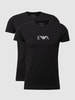 Emporio Armani T-Shirt mit Label-Print im 2er-Pack Black