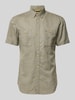 camel active Koszula casualowa z mieszanki lnu i bawełny z kołnierzykiem typu button down Khaki