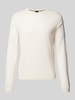 BOSS Wollen pullover van scheerwol met labeldetail, model 'Leno' Offwhite