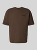 Pegador Oversized T-shirt met labelstitching Donkerbruin