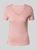 Christian Berg Woman T-Shirt mit geripptem V-Ausschnitt Altrosa