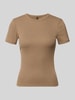 ONLY slim fit T-shirt met viscose model 'LUPE' Taupe