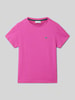 Lacoste T-shirt z wyhaftowanym logo Fuksjowy