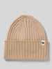 OPUS Czapka beanie z detalem z logo model ‘Adela’ Beżowy