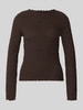 VERO MODA Regular Fit Langarmshirt aus Baumwoll-Mix Modell 'ZIA' Schoko