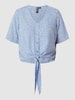 Pieces Blouse met knoopdetail, model 'Nya' Lichtblauw