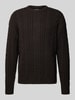 JAKE*S STUDIO MEN Gebreide pullover met kabelpatroon Donkerbruin