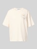 Jake*s Studio Woman Relaxed Fit T-Shirt mit floralem Stitching Ecru