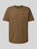 Knowledge Cotton Apparel T-Shirt mit Label-Patch Cognac