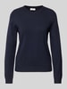 s.Oliver RED LABEL Cropped Strickpullover aus Viskose-Mix mit geripptem Rundhalsausschnitt Marine