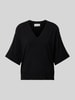 MSCH Copenhagen Oversized T-shirt van viscose met V-hals, model 'Eslina' Zwart