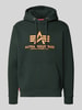 Alpha Industries Bluza z kapturem z nadrukiem z logo Butelkowy zielony