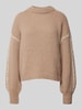 Vero Moda Relaxed Fit Strickpullover mit Kontrast-Detail Modell 'FENG' Taupe