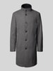 Christian Berg Men Lange jas met opstaande kraag en steekzakken Antraciet